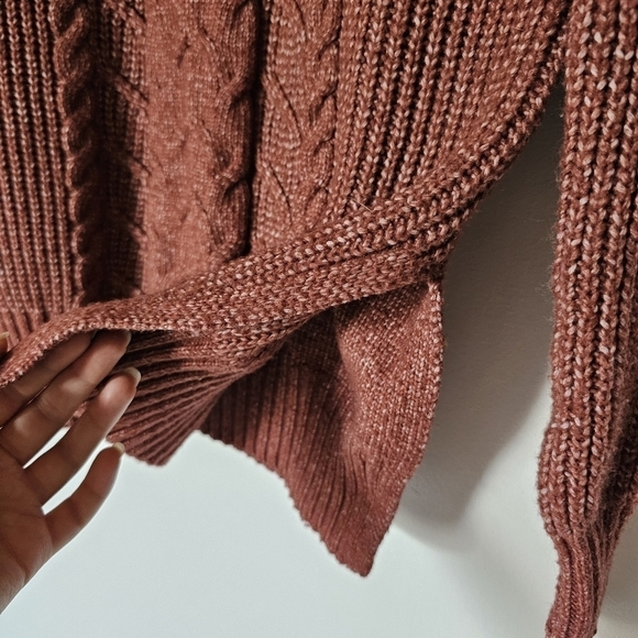 Maurices terracotta mock turtleneck cableknit side-slit sweater Size S - Picture 4 of 8